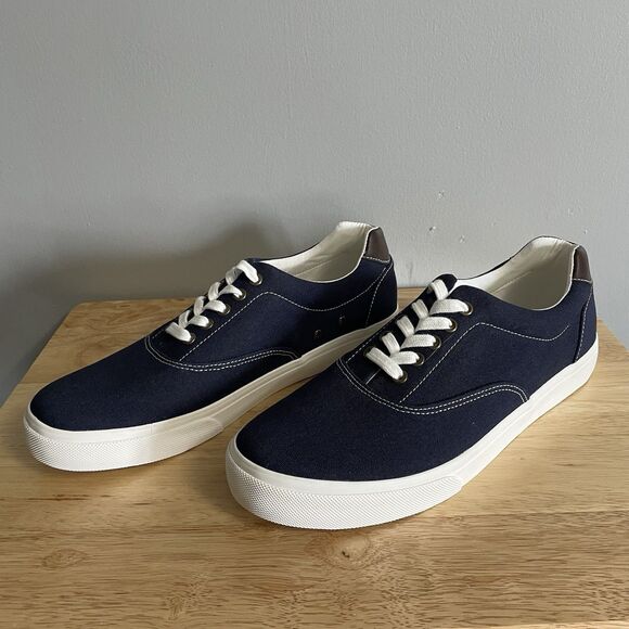NEW J. Crew Men’s Canvas Lace Up Navy Blue Brown Men’s Size 11 main image 6